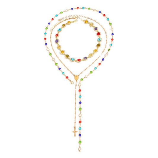 Crystal Colorful Multi Layered Bead Chest Body Chain