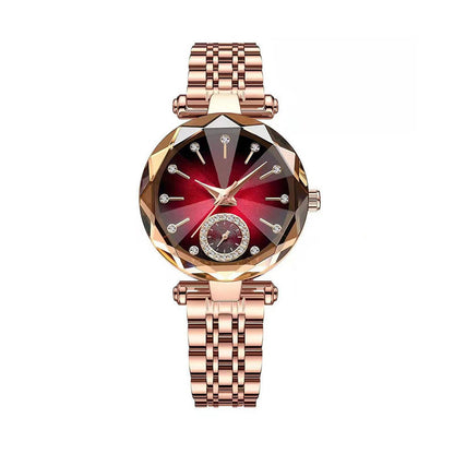 Elegant Ladies' Watch Stylish Steel-Band Watch with Diamond-Set Dial and Analog Display