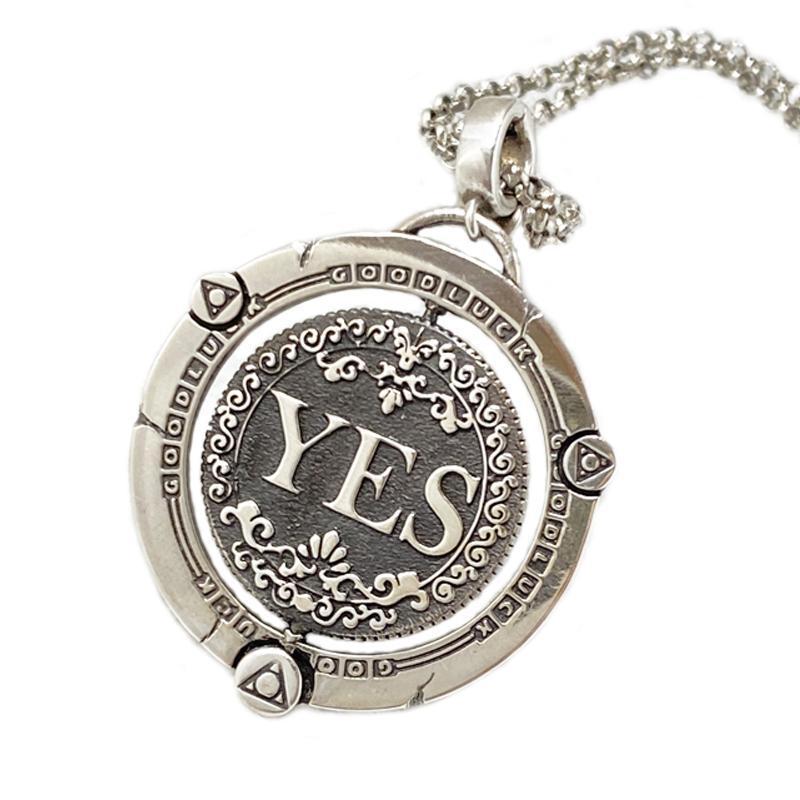 YES or NO The Decision Coin Necklace, Decision Maker Coin Divination Necklace