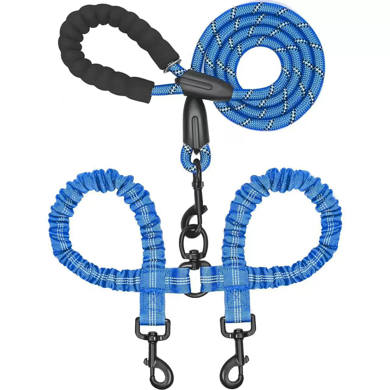 Dual Dog Leash - 360° Swivel, No Tangle Walking Leash with Shock Absorbing Bungee for Two Dogs