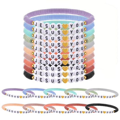 10Pcs/set Jesus Loves You Bracelets Friendship Bracelets