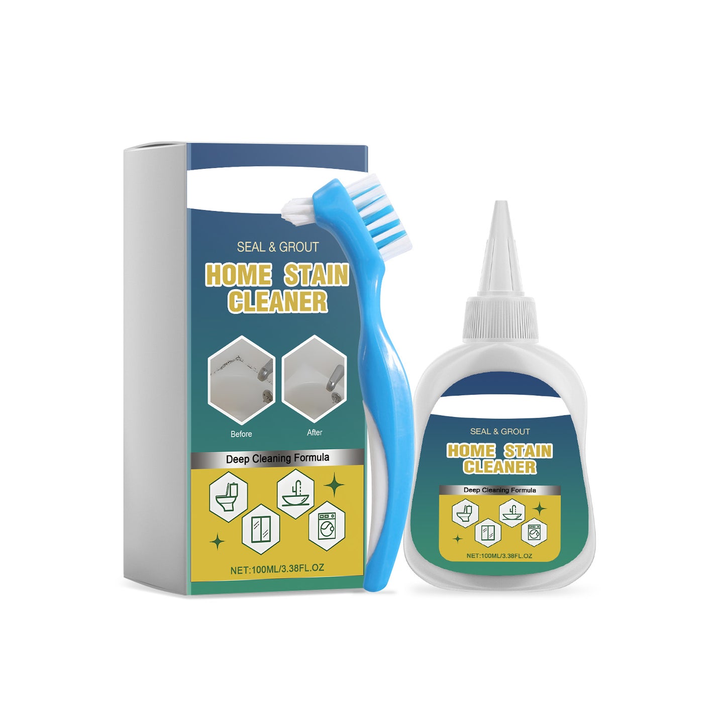Household Stain Remover Gel –Deep Cleaning Gel for Tile Grout, Washing Machine Seals, Refrigerator Rubber Stains