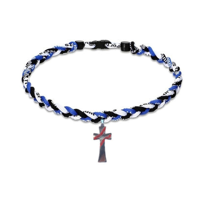 3 Rope Baseball Cross Necklace Baseball Titanium Necklace Stainless Steel Cross Pendant