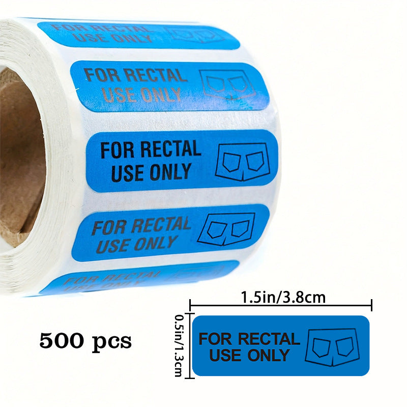 For Rectal Use Only Stickers - 500pcs, 0.5" x 1.5" Glossy Paper Labels with Permanent Adhesive for Medical Use, Office Pranks, Parties & Personal Organization