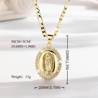 Elegant Virgin of Guadalupe Pendant Necklace