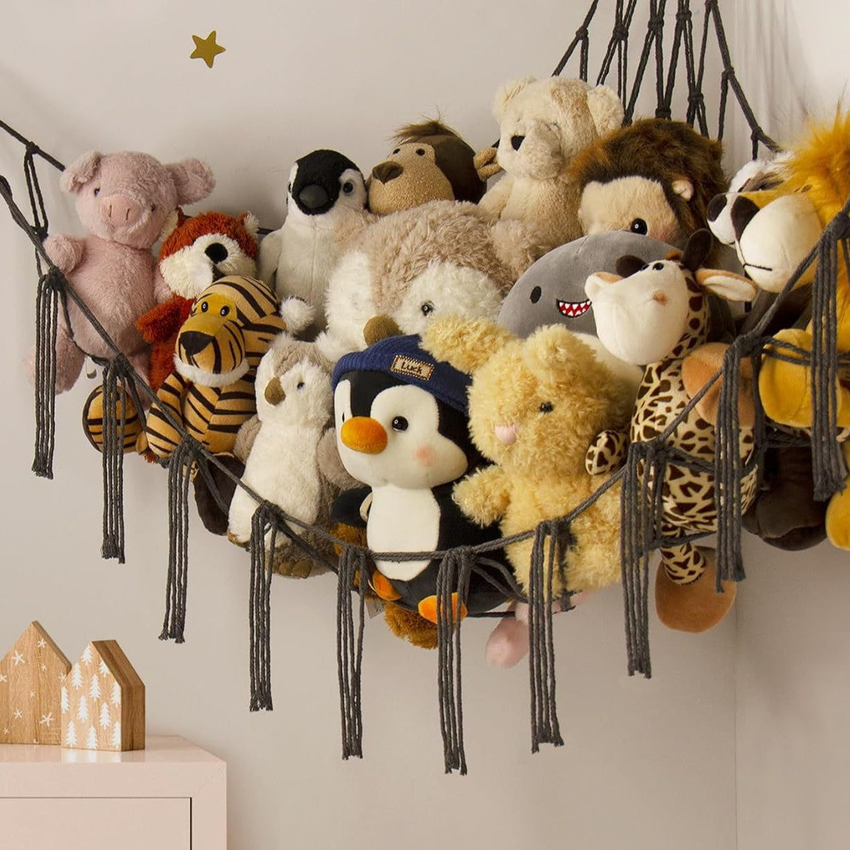 Stuffed Animal Hammock Corner, Hand-knitted Large Plushie Net
