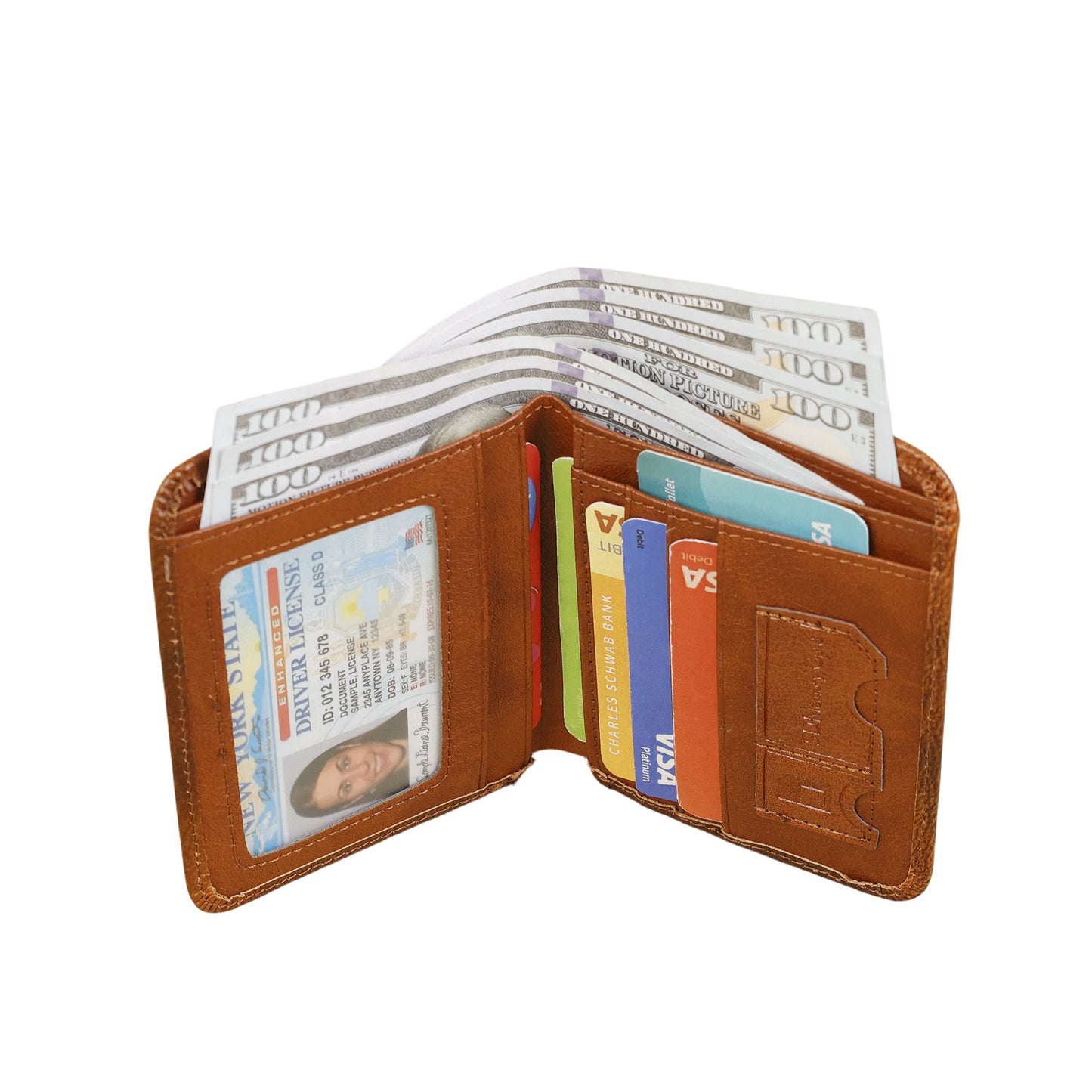 Men's Vintage Genuine Leather Bi-Fold Wallet with RFID Blocking