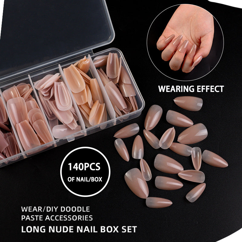 140PCS Pre-Gradient Press-On Nails Set – 5 Colors, 4 Shapes, Endless Styles