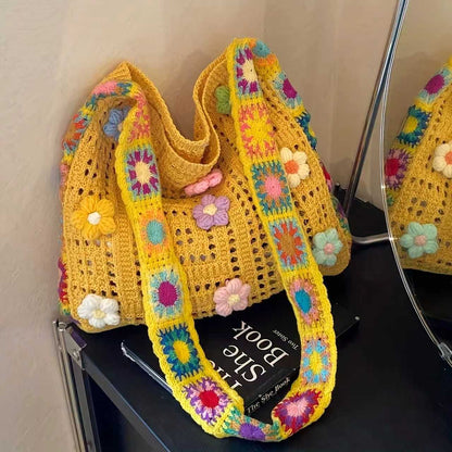 Crochet Knit Boho Shoulder Bag for women