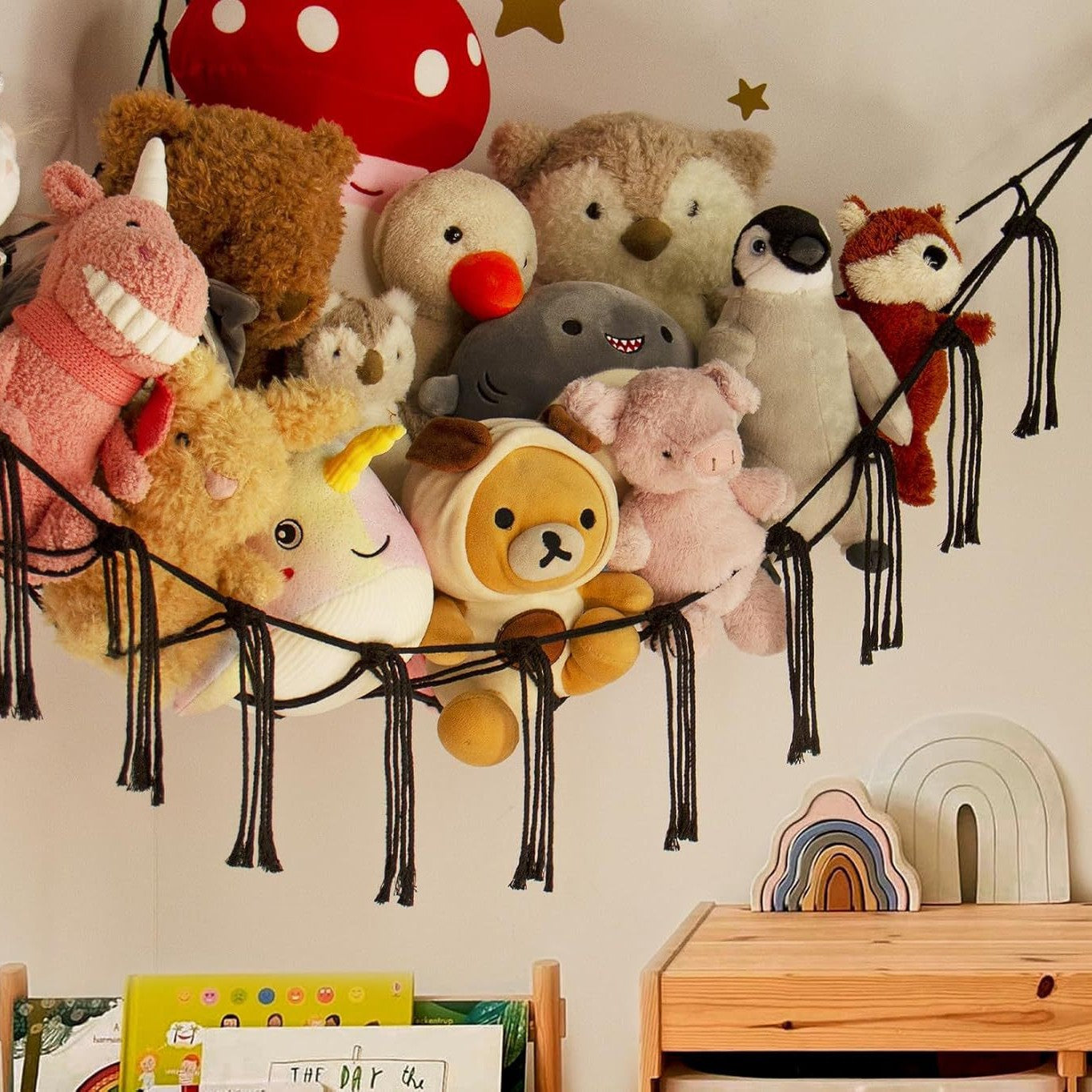 Stuffed Animal Hammock Corner, Hand-knitted Large Plushie Net