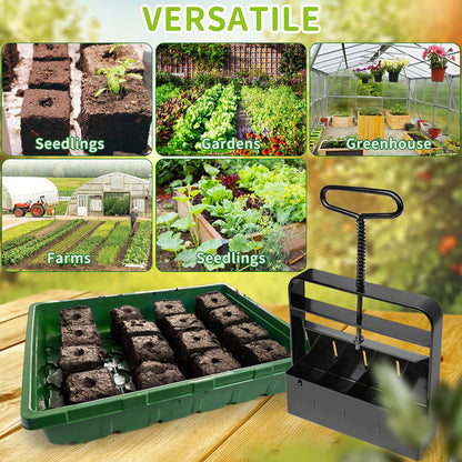 Soil Blocker with Comfortable Handle 2 Inch 4 Cell Soil Blocking Tool