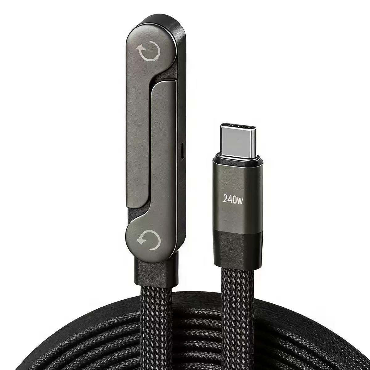 3.3ft 240W Invisible Stand Sideways Phone Type C Fast Charging Cable - 90 Degree Angled