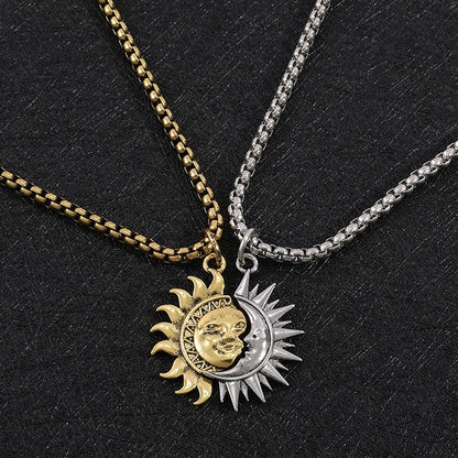 Asymmetric Sun Moon Matching Necklace for Couples