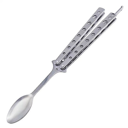 Tactical Butterfly Spoon — Stainless Steel Folding Cutlery