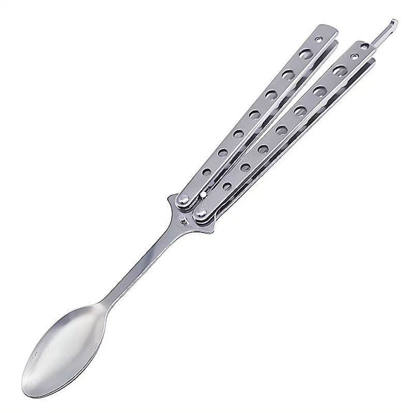 Tactical Butterfly Spoon — Stainless Steel Folding Cutlery
