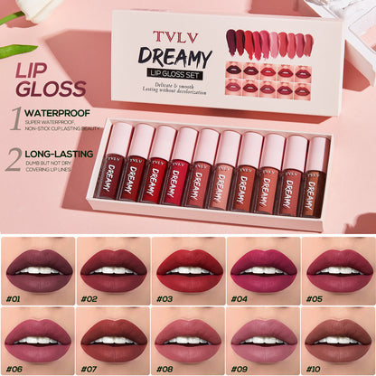 Fashion 10 Pieces/Set Lip Gloss Velvet Lipstick
