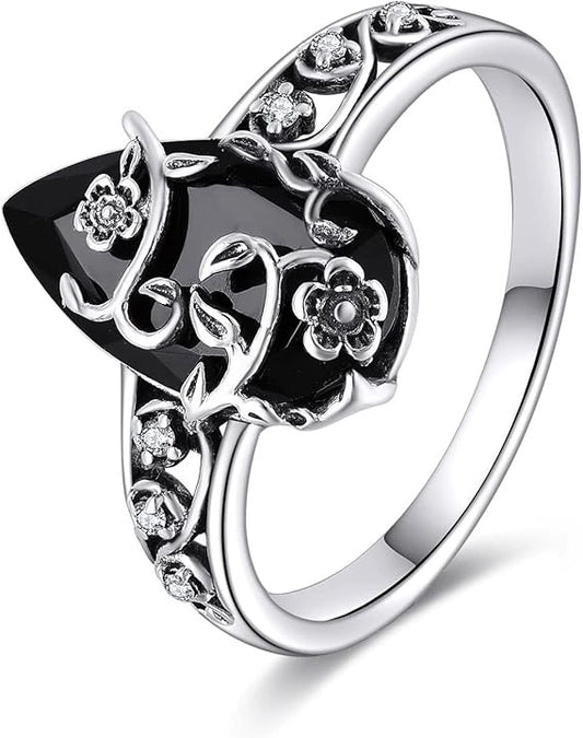 Sterling Silver Vintage Flower Rose Flower Tree Tree of Life Ring