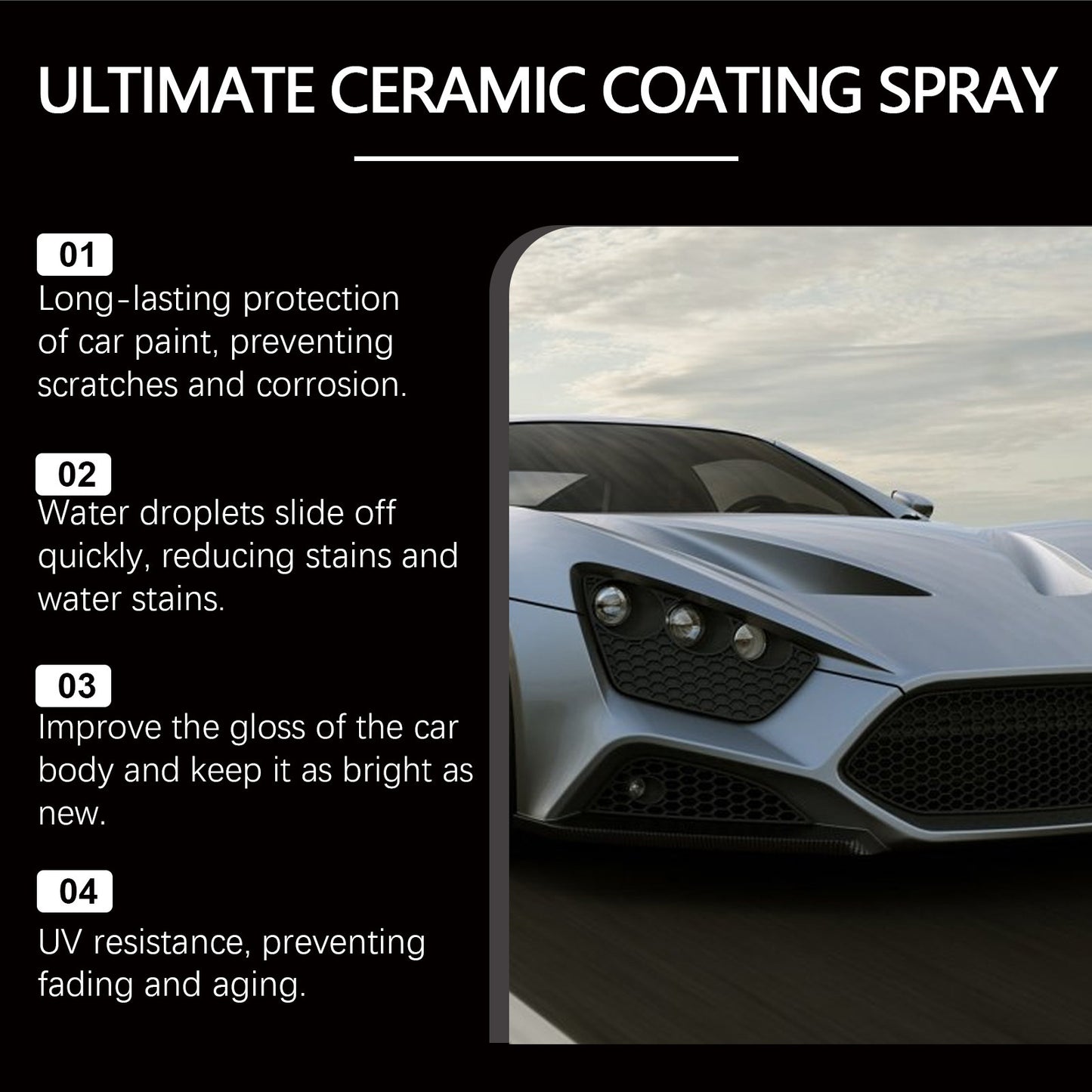 3-in-1 Ceramic Coating Spray: Waterless Cleaner, Wax & Paint Sealant in One, 120ml