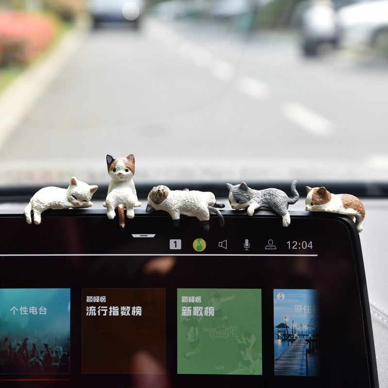 5PCS Cute Mini Cat Car Dashboard Ornament