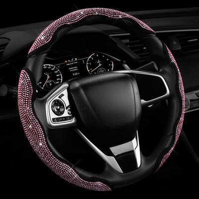 3PCS Segmented Diamond Bling Car Steering Wheel Cover, Universal for 99% Cars for Women