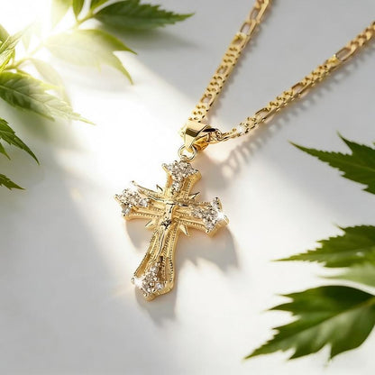 Cross Pendant Necklace with Sparkling Accents for Thanksgiving Graduation Gifts and Daily Wear