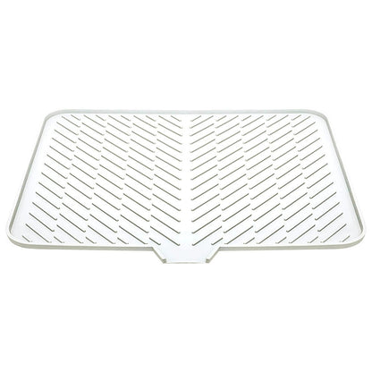 Silicone Dish Drying Mat with Built-in Drain Lip - Tray Protects Surfaces Prevents Water Build Up