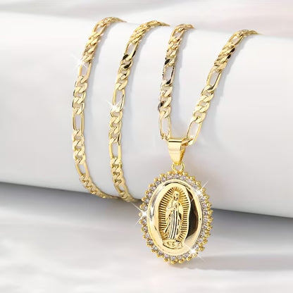 Elegant Virgin of Guadalupe Pendant Necklace