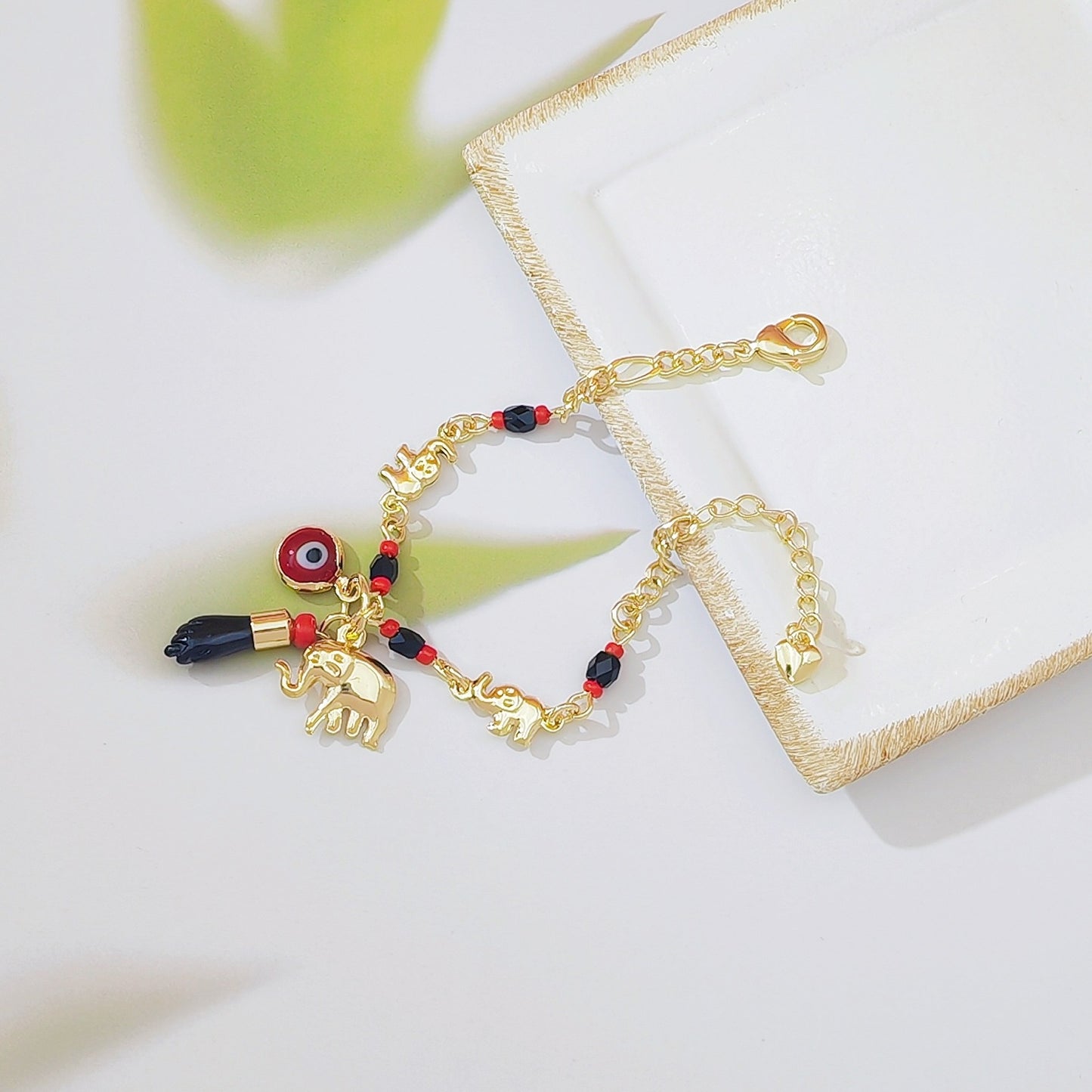 Women's"Evil Eye" Elephant Hand Pendant Bracelet — Length: 7.28 Inches