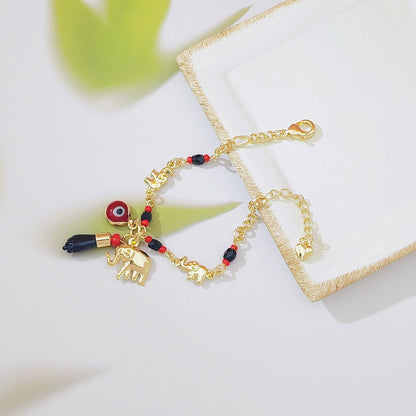Women's"Evil Eye" Elephant Hand Pendant Bracelet — Length: 7.28 Inches