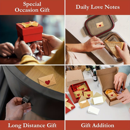 30Pcs DIY Love Notes Box - Mini Blank Cards & Envelopes for Him Her, Valentines Day Note Cards
