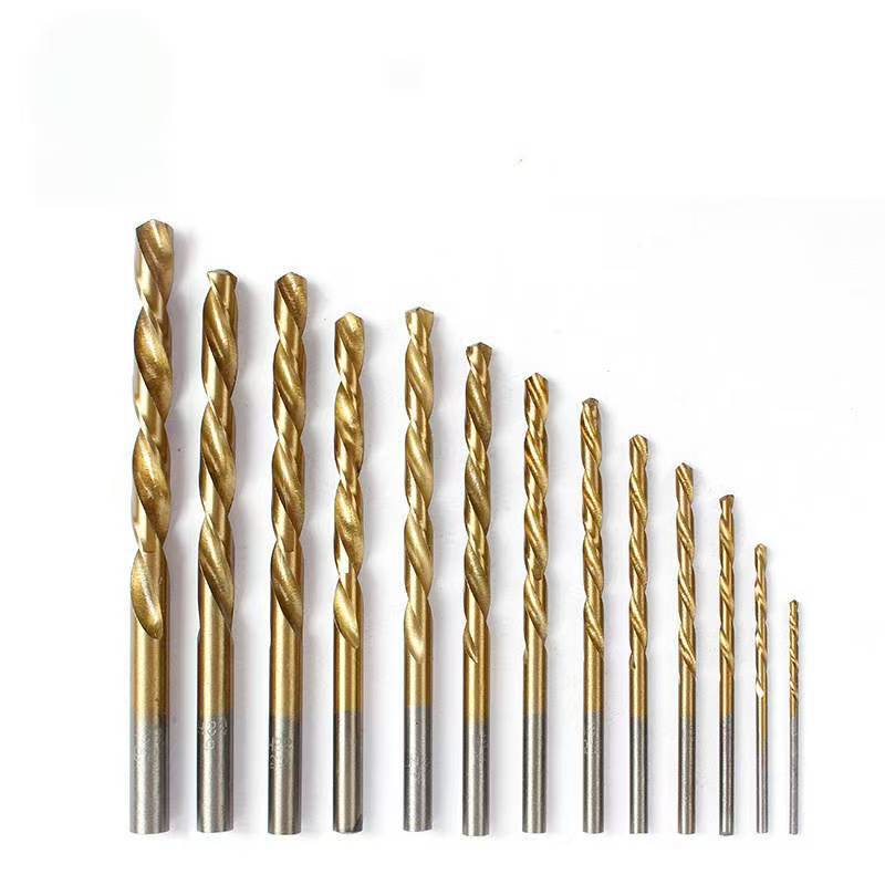 Titanium Twist Drill Bit Set - 13Pcs Hex Shank High Speed Steel for Wood Plastic Aluminum Alloy, Quick Change, 1.5-6.5mm