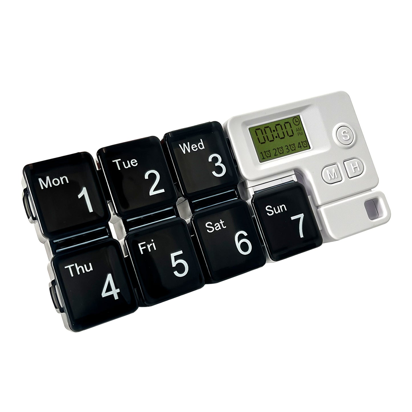 7 Day Medicine Pill Organizer, 4 Reminder Alarms, Loud Sound