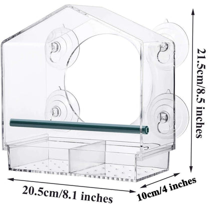 Acrylic Window Bird Feeder with 4 Strong Suction Cups