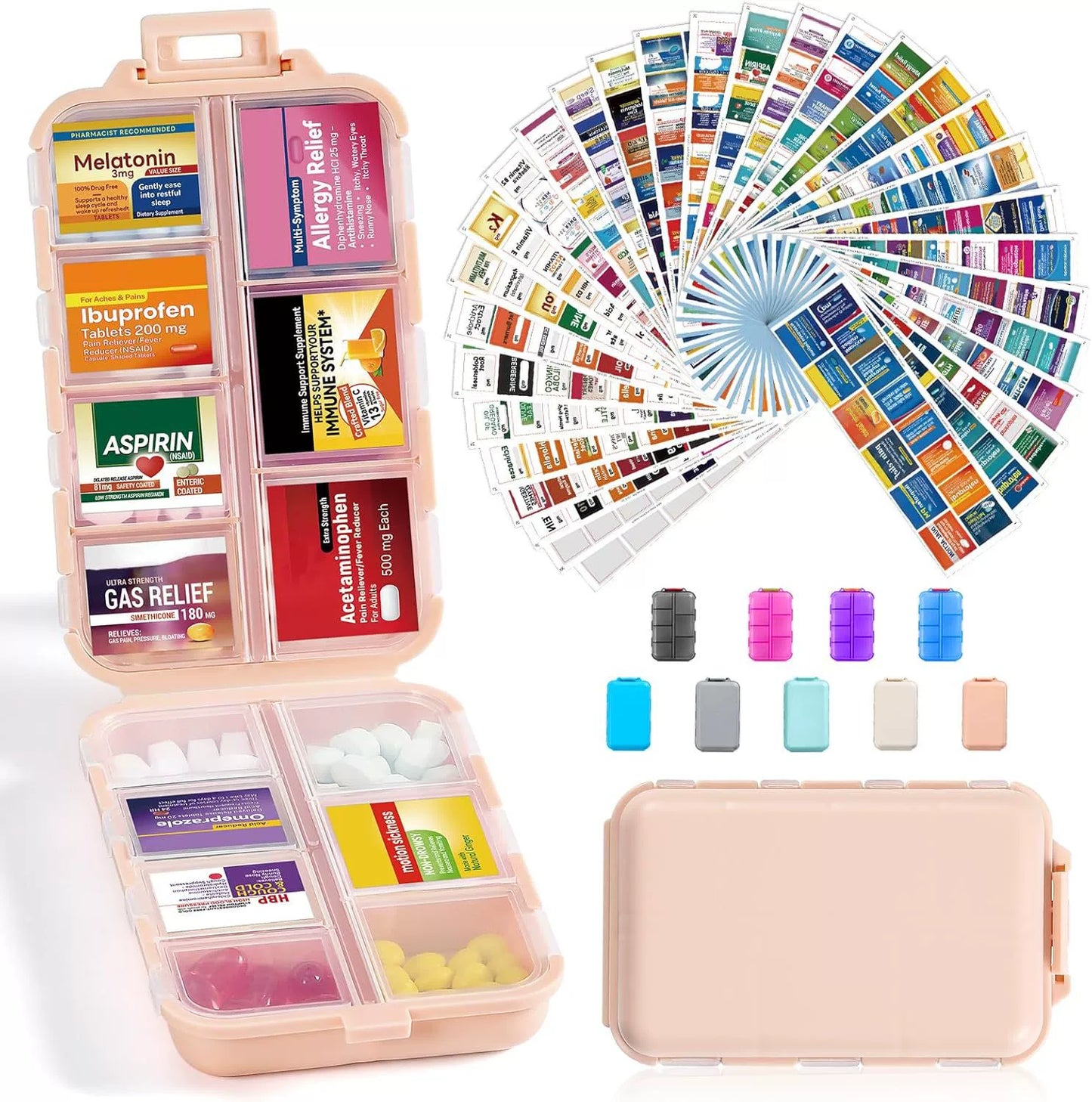Daily Pill Organizer Moistureproof Medicine Box with 14 Compartments