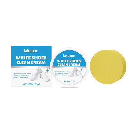 Shoe Cleaning Cream - 100g White Anti Yellow Paste with Sponge