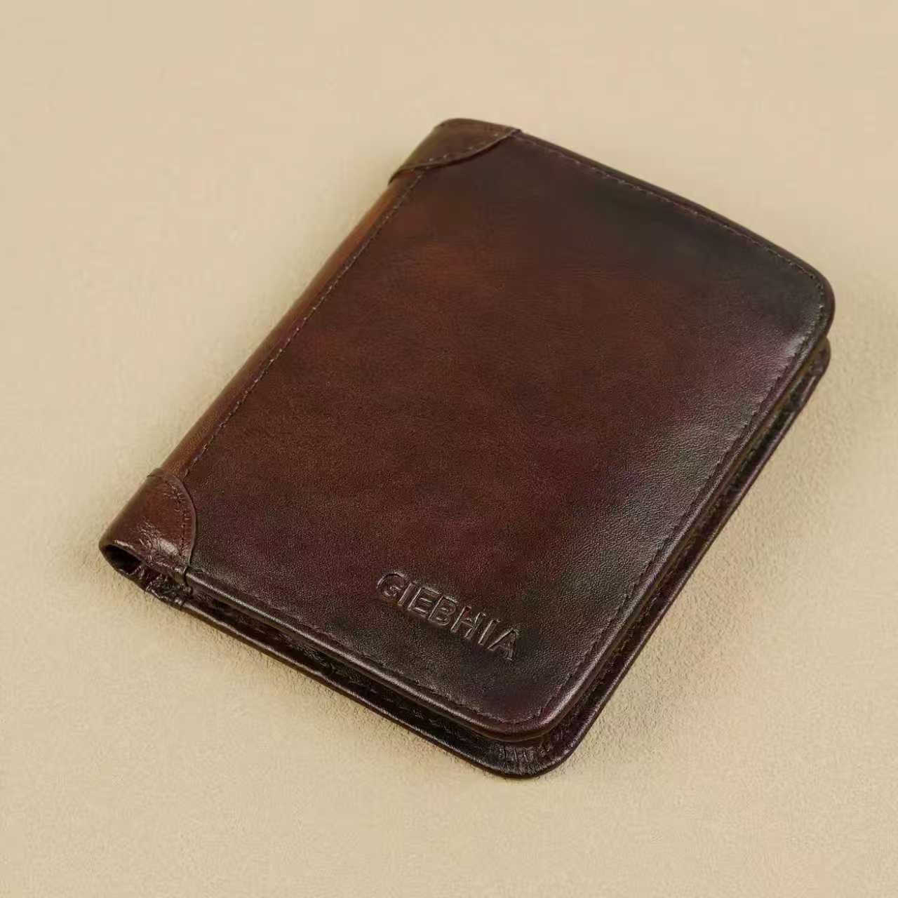 Men's Vintage Genuine Leather Bi-Fold Wallet with RFID Blocking
