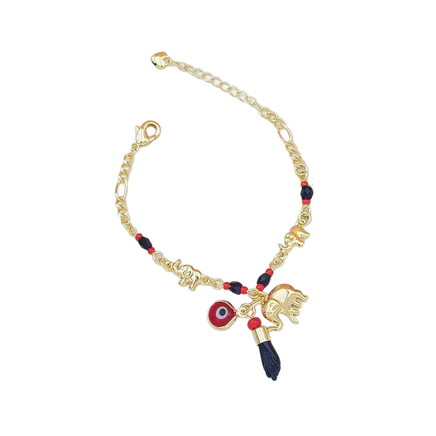 Women's"Evil Eye" Elephant Hand Pendant Bracelet — Length: 7.28 Inches