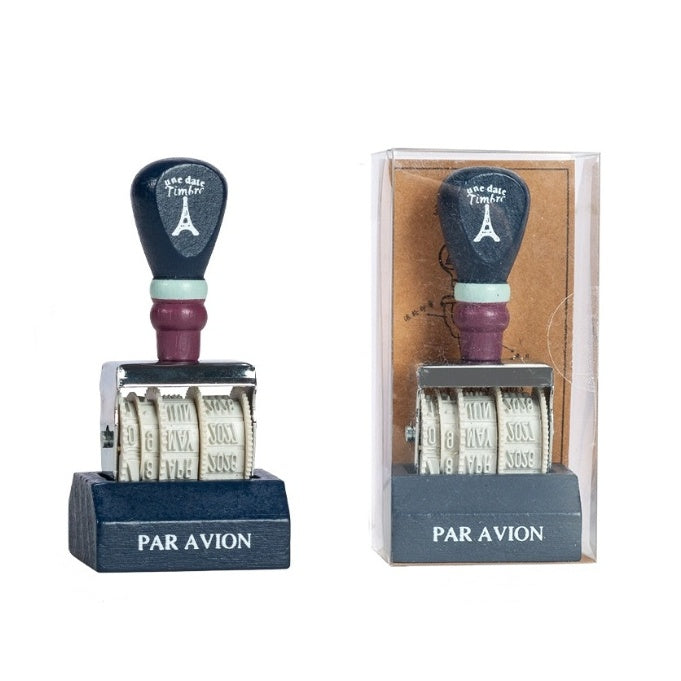 Adjustable Roller Date Stamp 2025-2036 - Retro Small Date Stamper, Rubber Stamp with Wooden Handle & Base