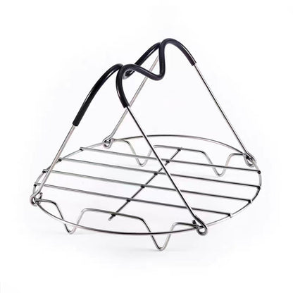 Steamer Rack Trivet with Heat Resistant Silicone Handles Compatible