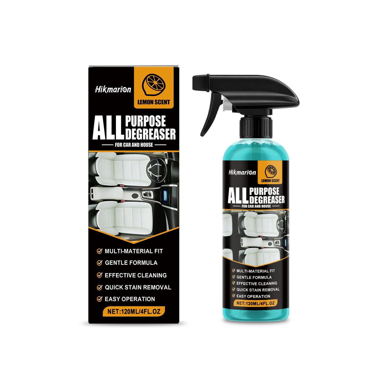 All Purpose Degreaser - Lemon Scent, Car Interior Cleaner, Quick Stain Removal for Automotive, Household