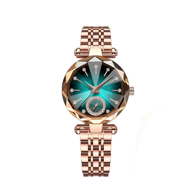 Elegant Ladies' Watch Stylish Steel-Band Watch with Diamond-Set Dial and Analog Display