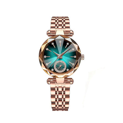 Elegant Ladies' Watch Stylish Steel-Band Watch with Diamond-Set Dial and Analog Display