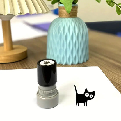 4Pcs Cute Black Cat Kitten Stamps for Stamp Cards, Letters and Diaries Decorative Mini Stamps