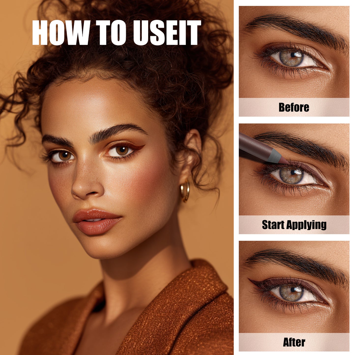 24 Hr Waterproof Eyeliner Duo Sharpenable Eye Pencil, - Smudge-Proof, Transfer-Proof, Up to 16HR Wear