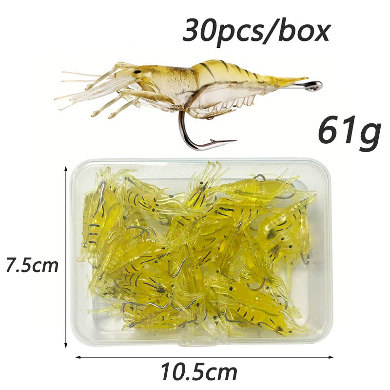 30pcs Soft Shrimp Lures with Hook Crappie Micro Grass Shrimp for Trout Bass