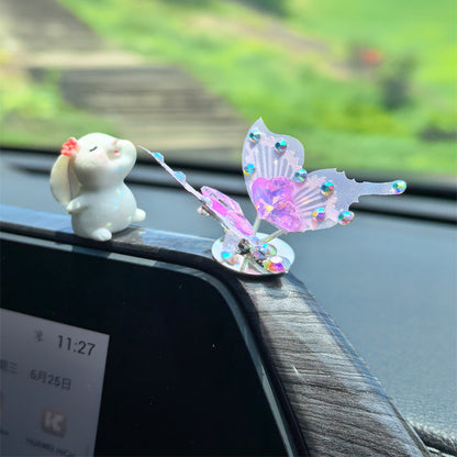 4Pcs Simulated Butterfly Car Accessories Dashboard Decorations, Cute Rear View Mirror Accessories Car Dash Decor