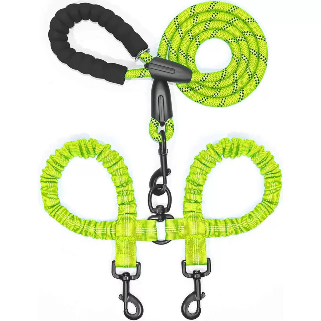 Dual Dog Leash - 360° Swivel, No Tangle Walking Leash with Shock Absorbing Bungee for Two Dogs