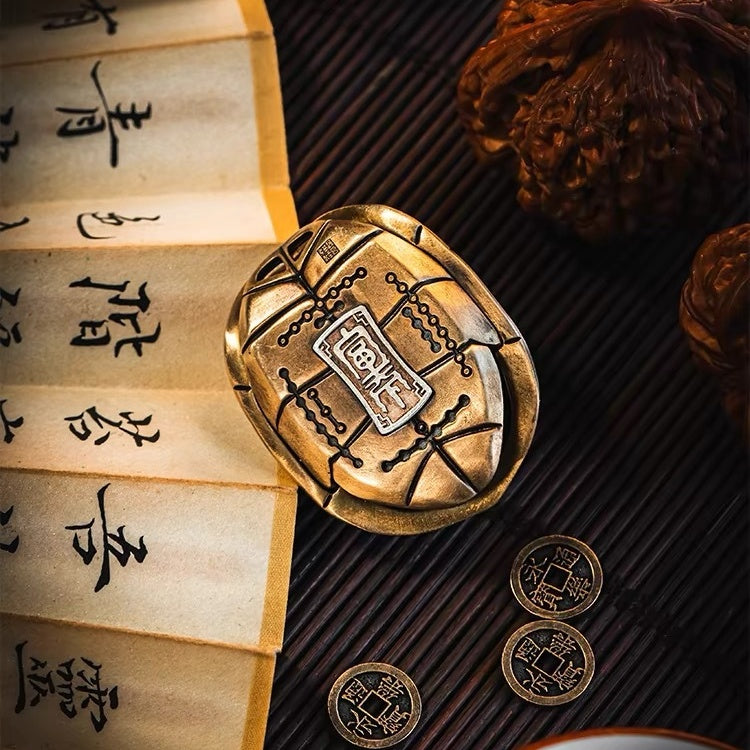 Lucky Tortoise Figurine with Chinese Divination Coins
