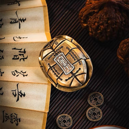 Lucky Tortoise Figurine with Chinese Divination Coins