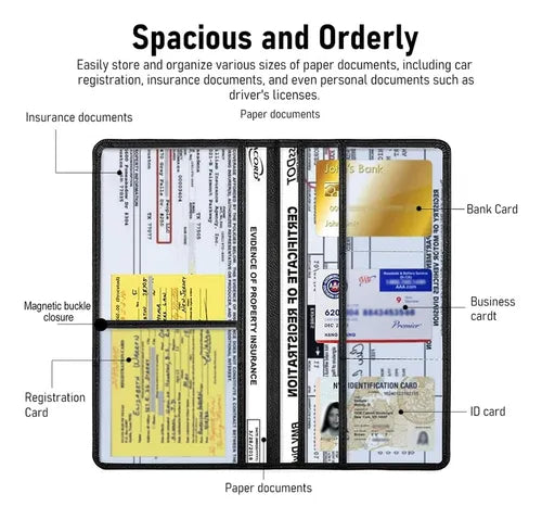 Car Registration & Insurance Holder – Vehicle Document Organizer for Interior Car Accessory